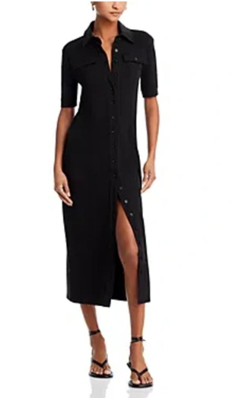Kasper Asl Vintage Navy Blue Camp Maxi Shirt Dress Shoulder Pads Sz 12 Classic